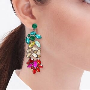 J.Crew Crystal Leaf Drop Earrings